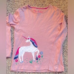 Mini Boden pink unicorn shirt with appliqué size 8-9 girls